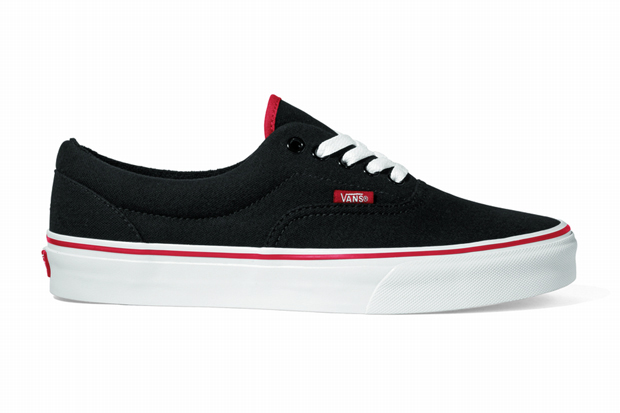 black vans with red stripe